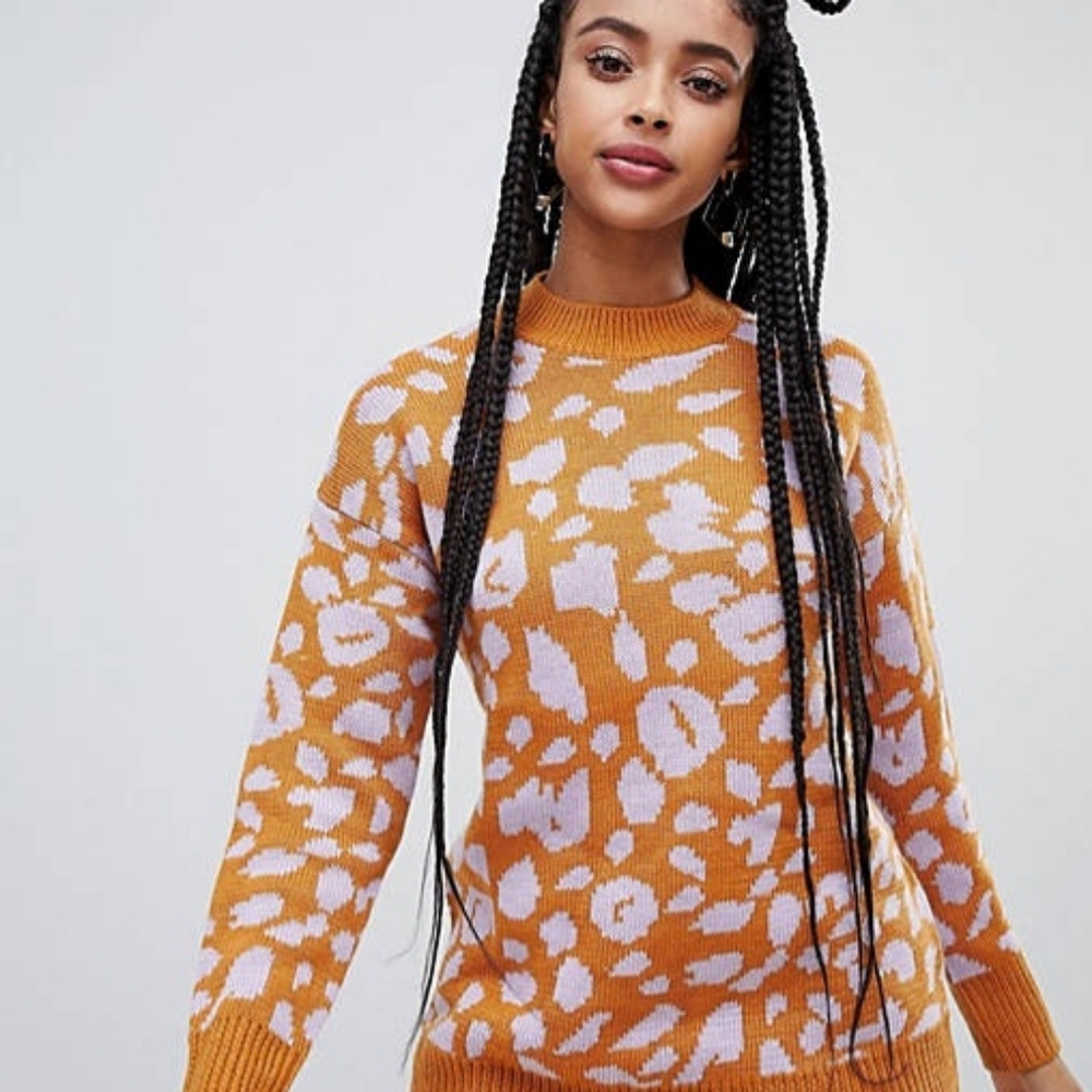 MONKI* Oversized Leopard Print Sweater